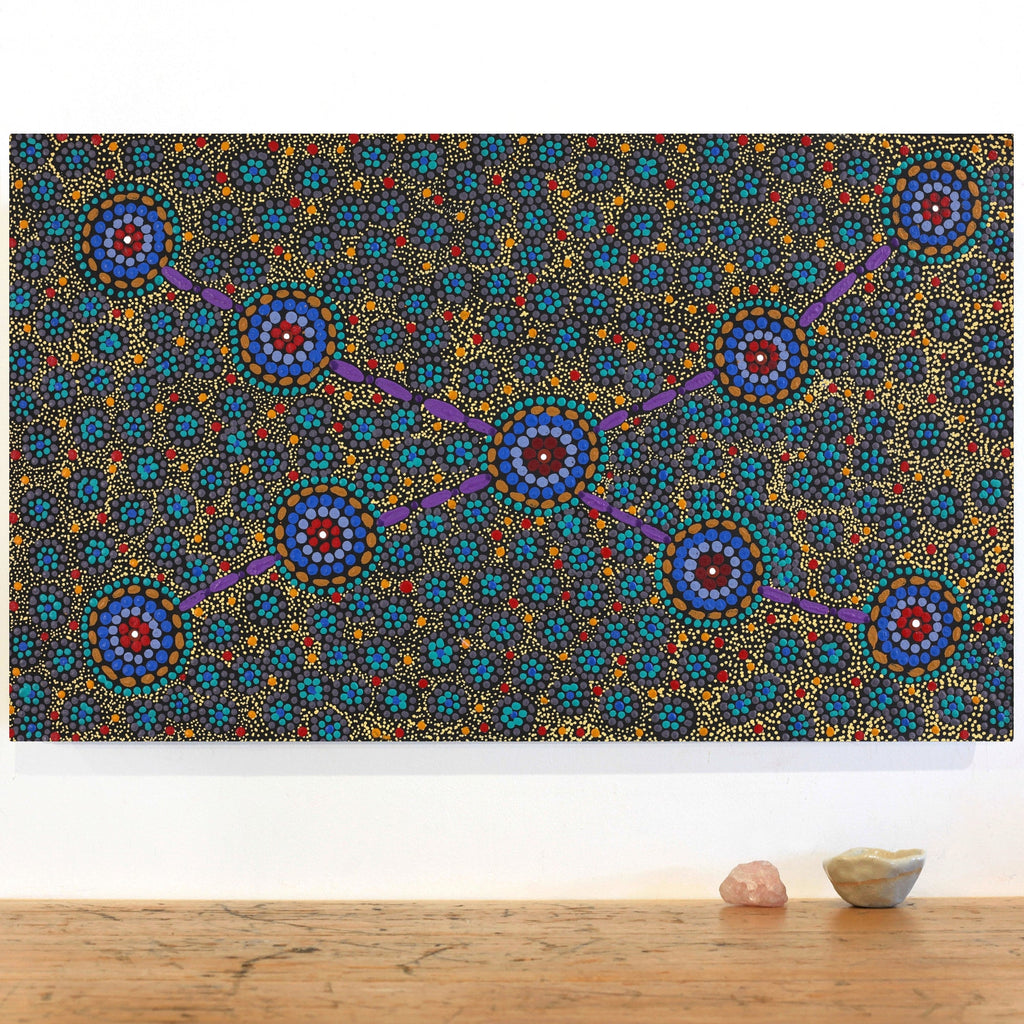 Aboriginal Artwork by Susan Ryder, Bush Tucker, 76x46cm