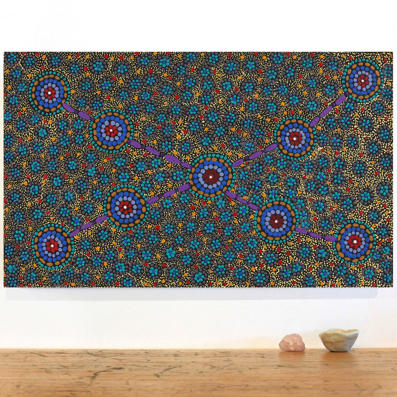Aboriginal Artwork by Susan Ryder, Bush Tucker, 76x46cm