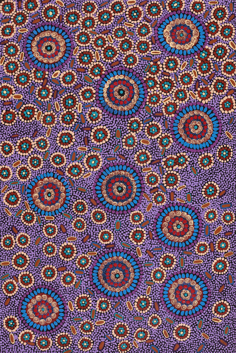 Aboriginal Artwork by Susan Ryder, Bush Tucker, 91x61cm