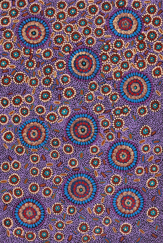 Aboriginal Artwork by Susan Ryder, Bush Tucker, 91x61cm