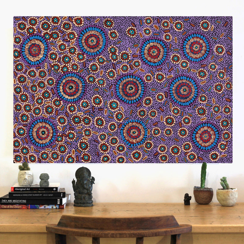 Aboriginal Artwork by Susan Ryder, Bush Tucker, 91x61cm