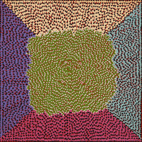 Aboriginal Artwork by Susie Lane, Bushflowers and seeds, 40x40cm