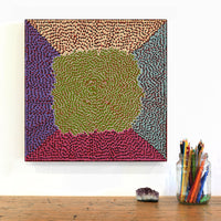 Aboriginal Art by Susie Lane, Bushflowers and seeds, 40x40cm - ART ARK®