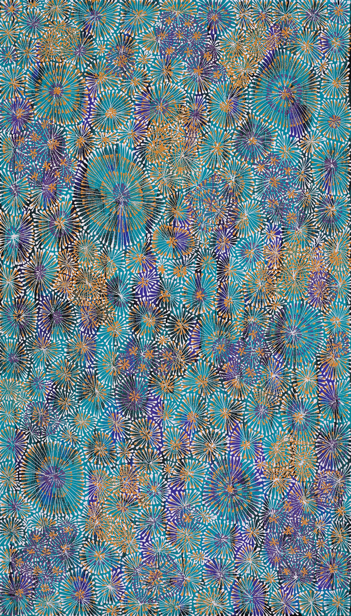 Aboriginal Art by Sylvaria Napurrurla Walker, Jitilypuru Jukurrpa, 107x61cm - ART ARK®