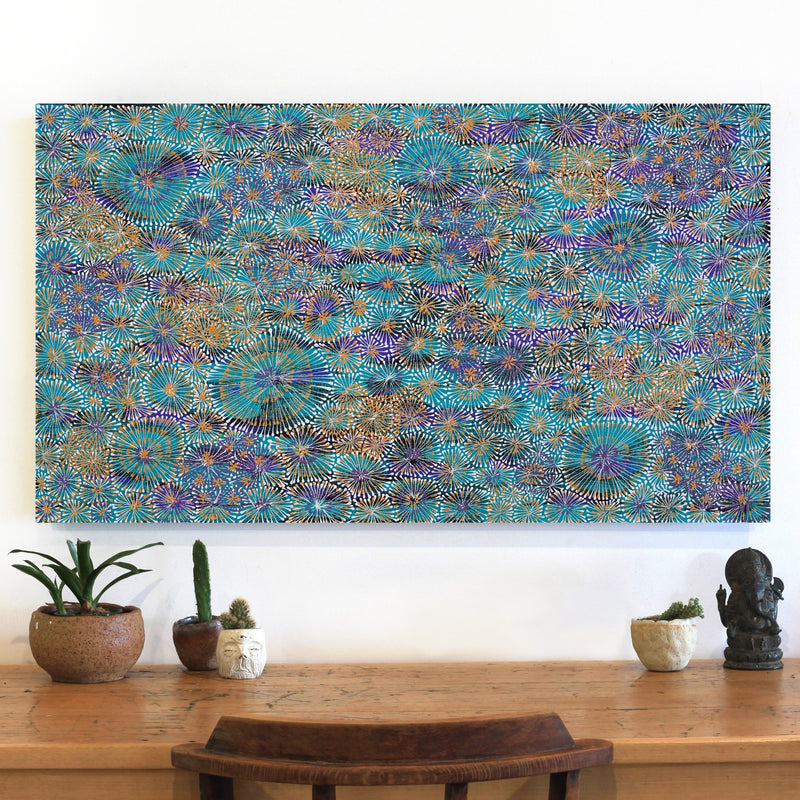 Aboriginal Artwork by Sylvaria Napurrurla Walker, Jitilypuru Jukurrpa, 107x61cm