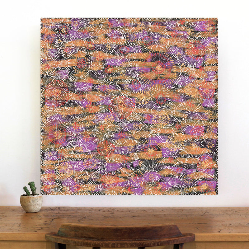 Aboriginal Artwork by Sylvaria Napurrurla Walker, Jitilypuru Jukurrpa, 76x76cm