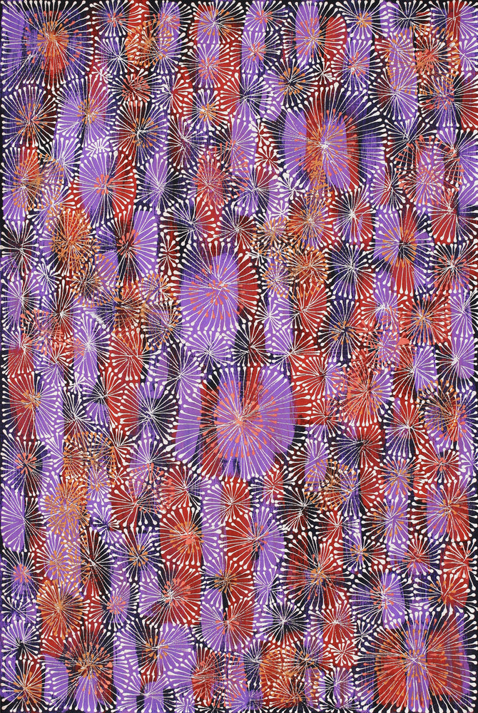 Aboriginal Artwork by Sylvaria Napurrurla Walker, Jitilypuru Jukurrpa, 91x61cm