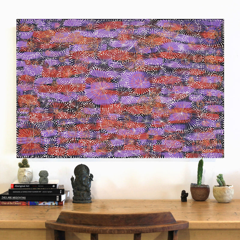Aboriginal Artwork by Sylvaria Napurrurla Walker, Jitilypuru Jukurrpa, 91x61cm