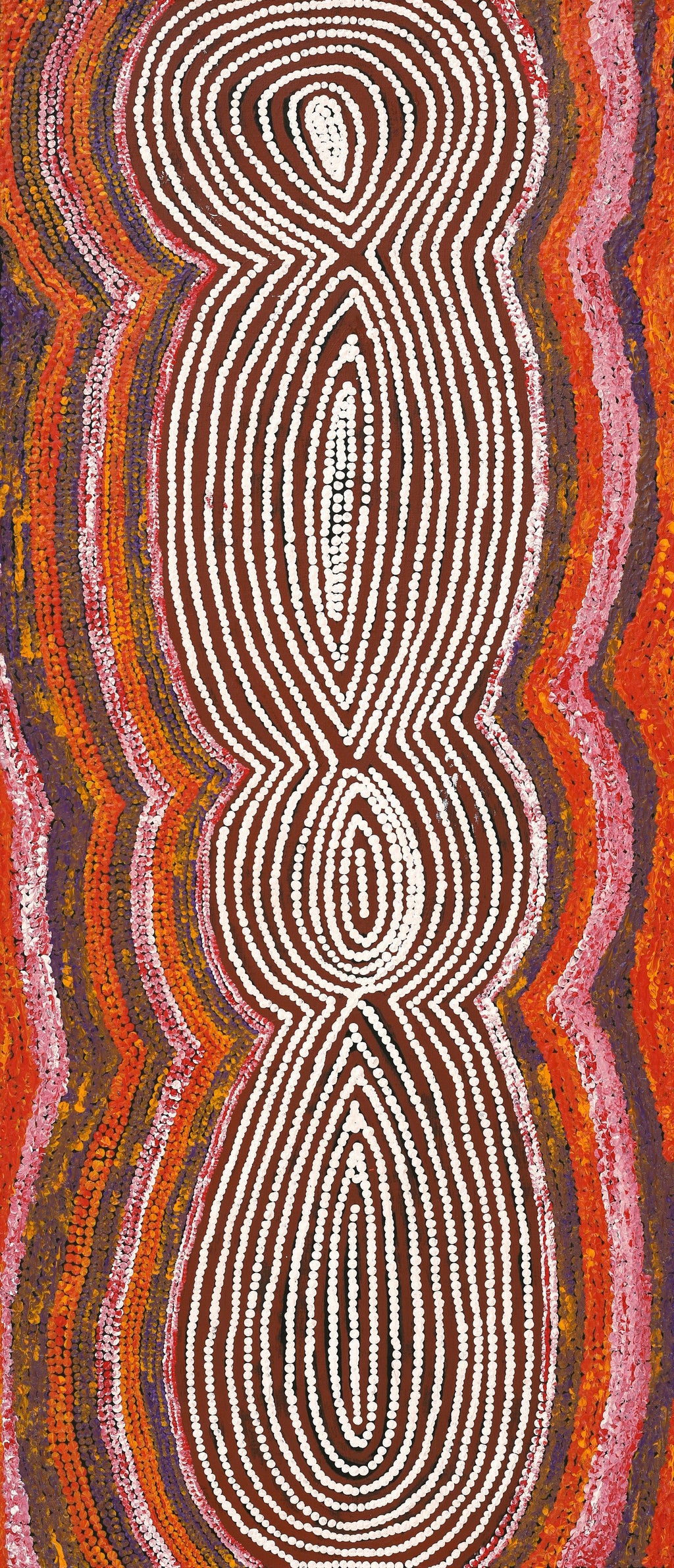 Aboriginal Artwork by Tess Napaljarri Ross, Warlukurlangu Jukurrpa (Fire country Dreaming), 107x46cm