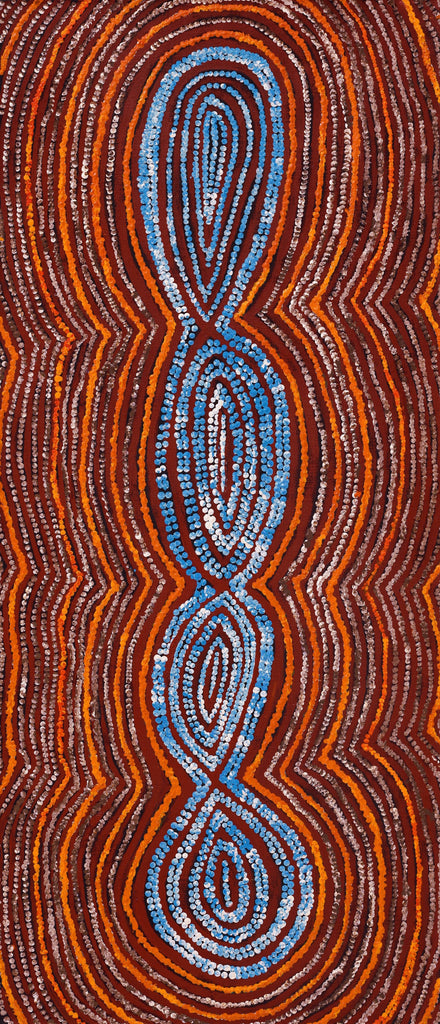 Aboriginal Artwork by Tess Napaljarri Ross, Warlukurlangu Jukurrpa (Fire country Dreaming), 107x46cm