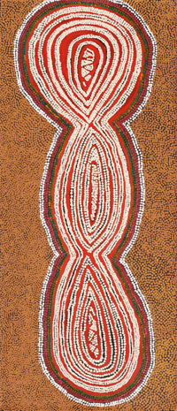 Aboriginal Artwork by Tess Napaljarri Ross, Warlukurlangu Jukurrpa (Fire country Dreaming), 107x46cm