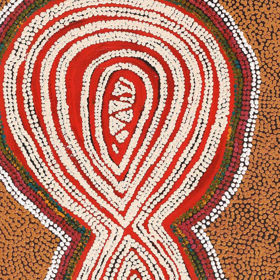 Aboriginal Artwork by Tess Napaljarri Ross, Warlukurlangu Jukurrpa (Fire country Dreaming), 107x46cm