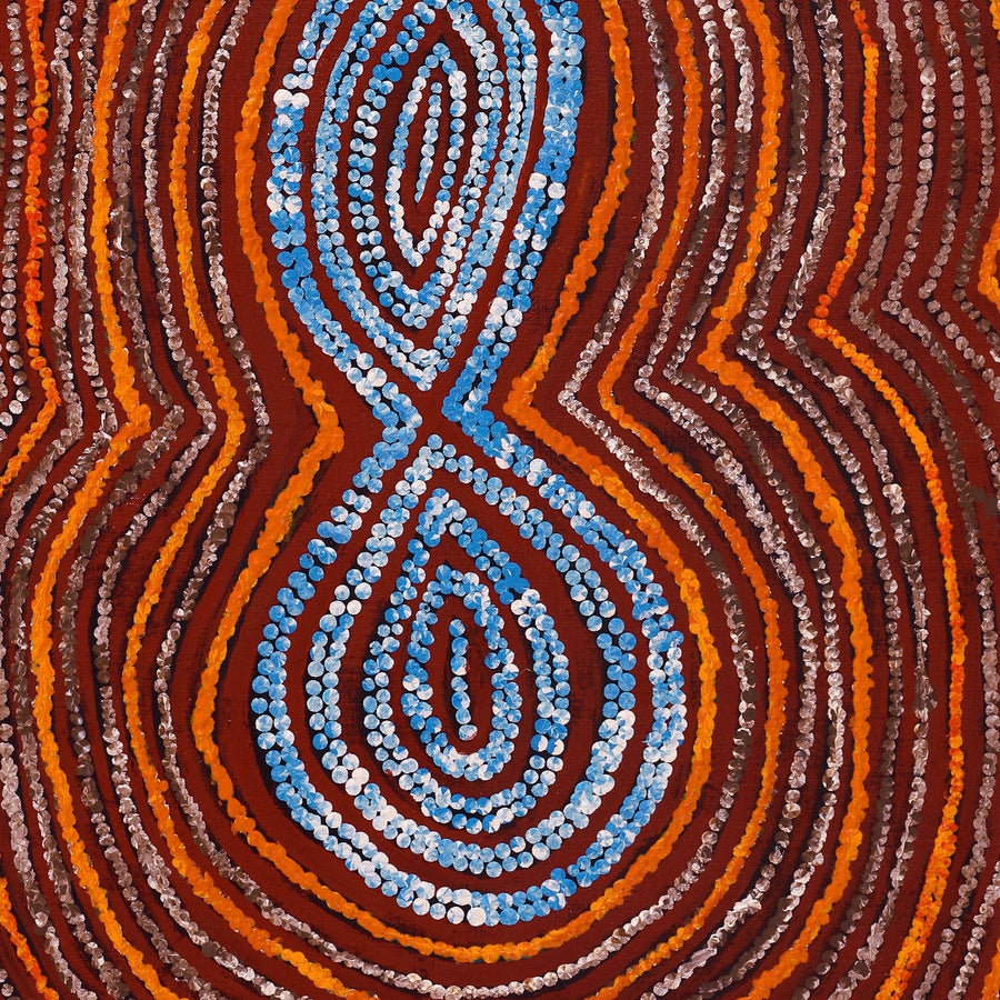 Aboriginal Artwork by Tess Napaljarri Ross, Warlukurlangu Jukurrpa (Fire country Dreaming), 107x46cm