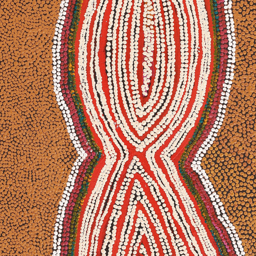Aboriginal Artwork by Tess Napaljarri Ross, Warlukurlangu Jukurrpa (Fire country Dreaming), 107x46cm