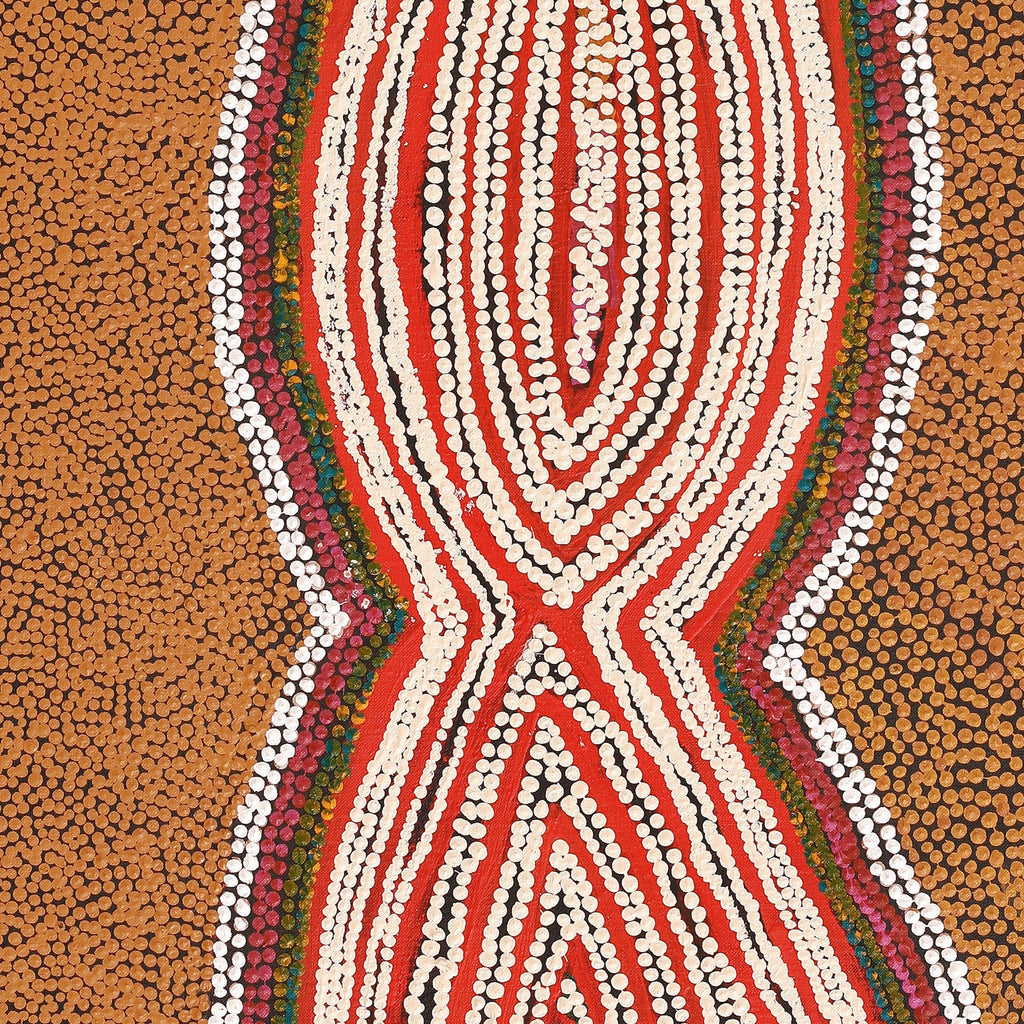 Aboriginal Art by Tess Napaljarri Ross, Warlukurlangu Jukurrpa (Fire country Dreaming), 107x46cm - ART ARK®