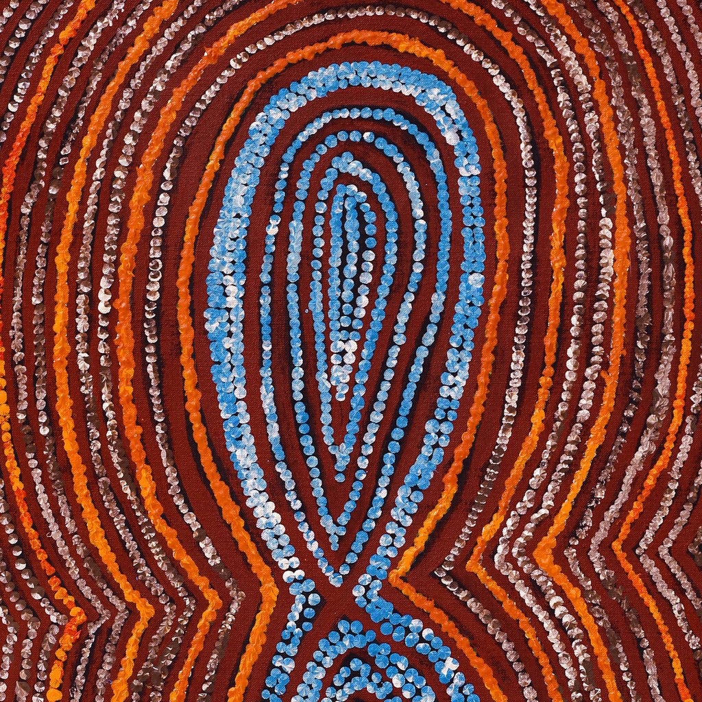 Aboriginal Artwork by Tess Napaljarri Ross, Warlukurlangu Jukurrpa (Fire country Dreaming), 107x46cm