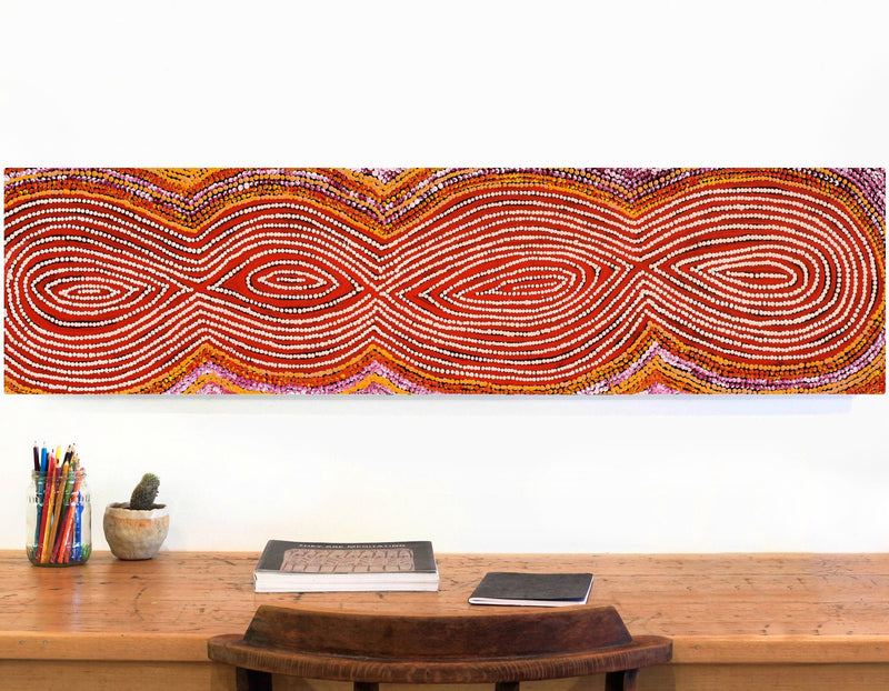 Aboriginal Artwork by Tess Napaljarri Ross, Warlukurlangu Jukurrpa (Fire country Dreaming), 122x30cm