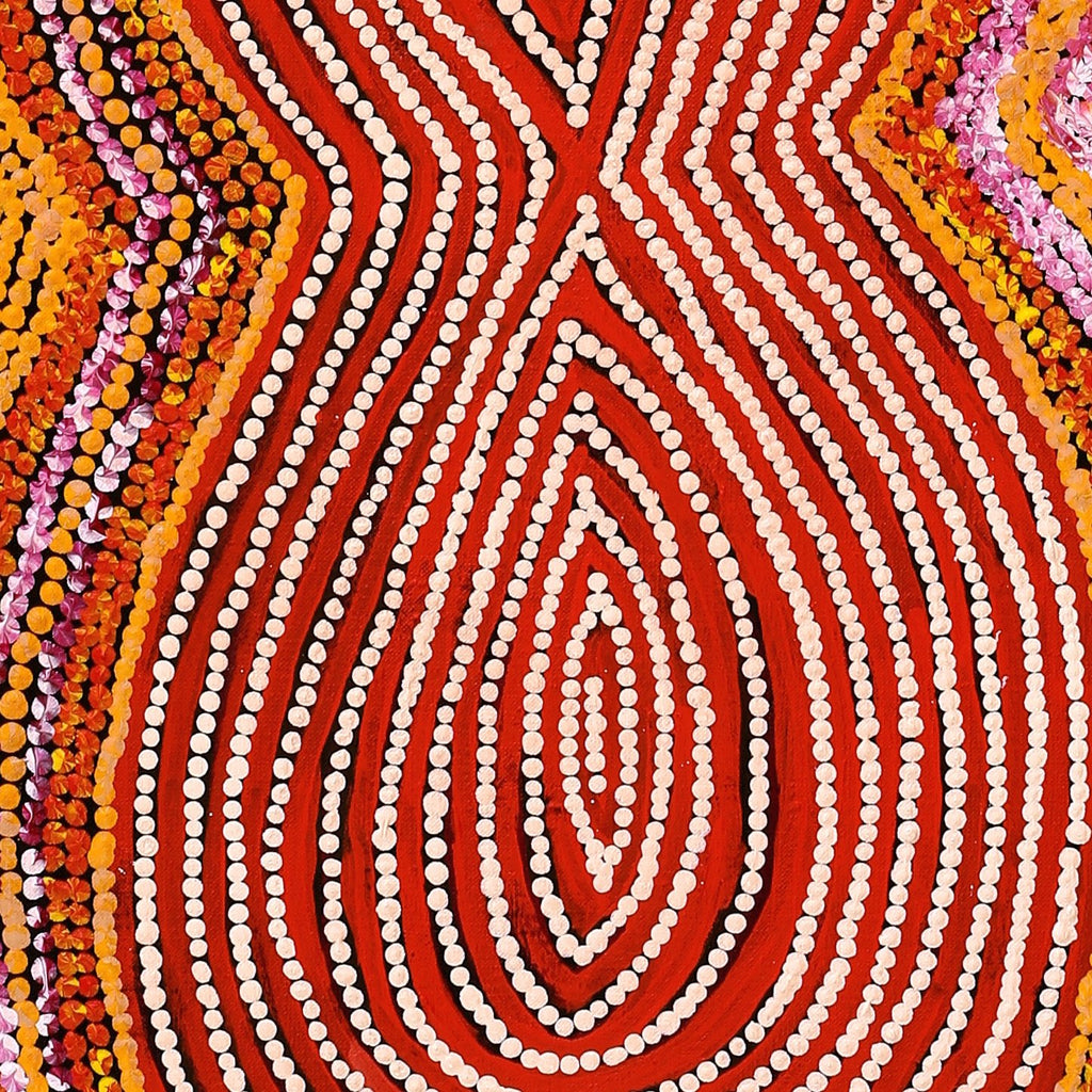 Aboriginal Artwork by Tess Napaljarri Ross, Warlukurlangu Jukurrpa (Fire country Dreaming), 122x30cm