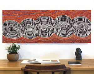 Aboriginal Artwork by Tess Napaljarri Ross, Warlukurlangu Jukurrpa (Fire country Dreaming), 122x46cm - ART ARK®