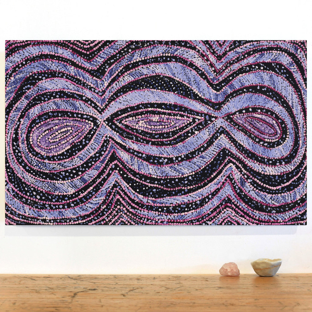 Aboriginal Artwork by Tess Napaljarri Ross, Warlukurlangu Jukurrpa (Fire country Dreaming), 76x46cm