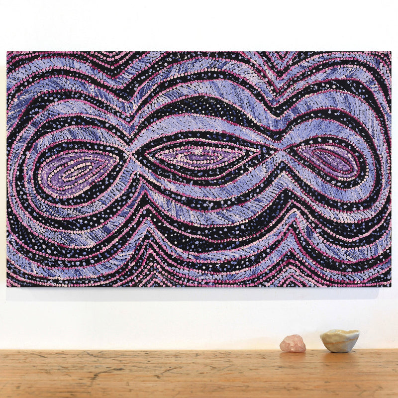 Aboriginal Artwork by Tess Napaljarri Ross, Warlukurlangu Jukurrpa (Fire country Dreaming), 76x46cm