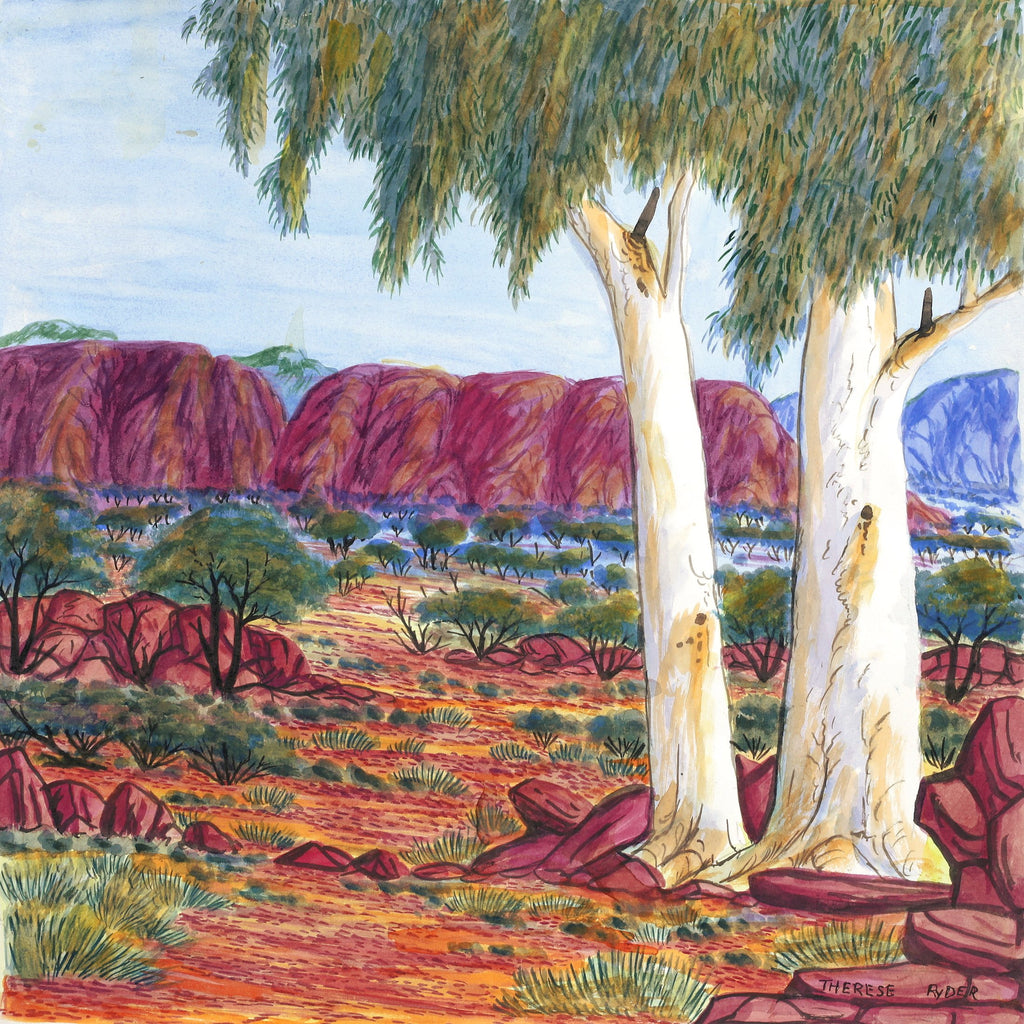 Aboriginal Artwork by Therese Ryder, East MacDonnell Ranges, 45x45cm
