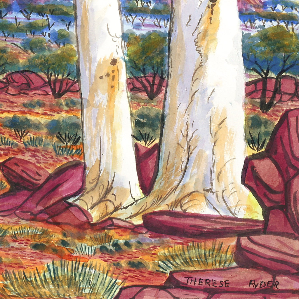 Aboriginal Artwork by Therese Ryder, East MacDonnell Ranges, 45x45cm