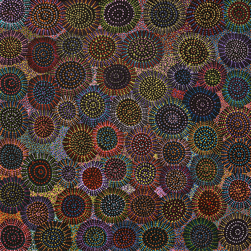 Aboriginal Artwork by Tina Napangardi Martin, Jinti-parnta Jukurrpa, 107x107cm