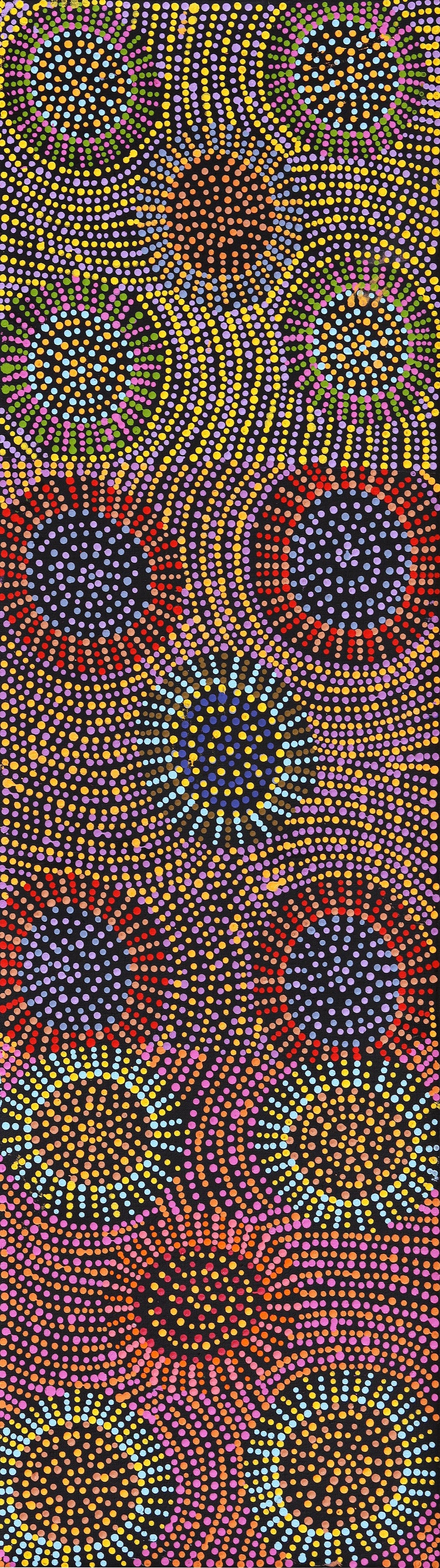 Aboriginal Artwork by Tina Napangardi Martin, Jinti-parnta Jukurrpa, 107x30cm