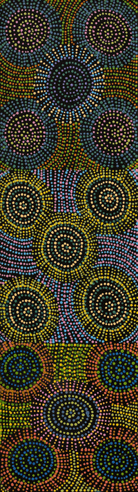 Aboriginal Artwork by Tina Napangardi Martin, Jinti-parnta Jukurrpa, 107x30cm