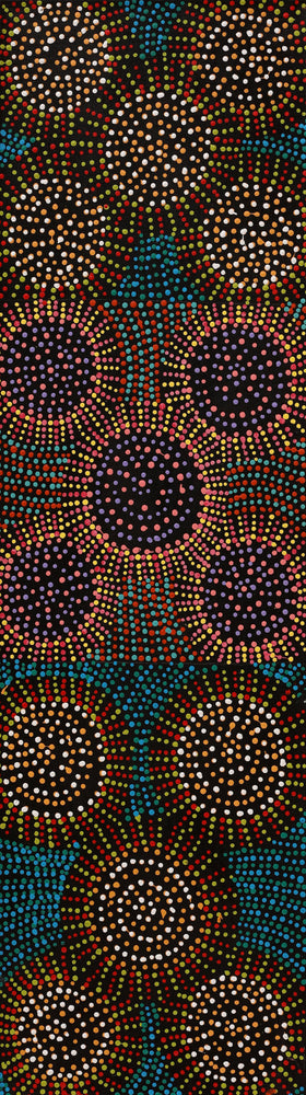 Aboriginal Artwork by Tina Napangardi Martin, Jinti-parnta Jukurrpa, 107x30cm