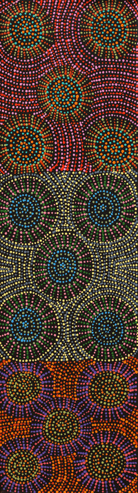 Aboriginal Artwork by Tina Napangardi Martin, Jinti-parnta Jukurrpa, 107x30cm
