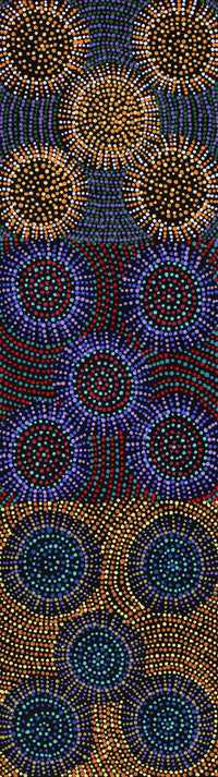 Aboriginal Artwork by Tina Napangardi Martin, Jinti-parnta Jukurrpa, 107x30cm