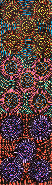 Aboriginal Artwork by Tina Napangardi Martin, Jinti-parnta Jukurrpa, 107x30cm