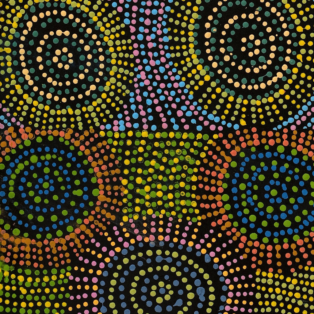 Aboriginal Artwork by Tina Napangardi Martin, Jinti-parnta Jukurrpa, 107x30cm