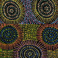 Aboriginal Artwork by Tina Napangardi Martin, Jinti-parnta Jukurrpa, 107x30cm