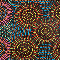 Aboriginal Artwork by Tina Napangardi Martin, Jinti-parnta Jukurrpa, 107x30cm