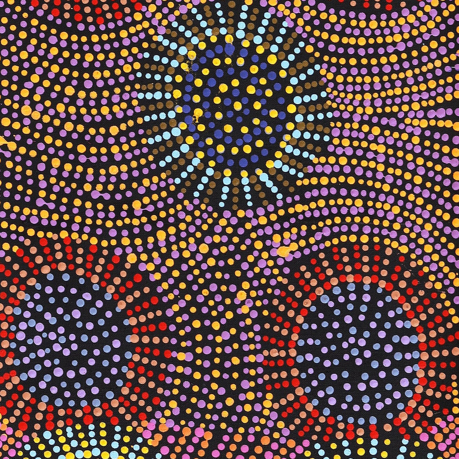 Aboriginal Artwork by Tina Napangardi Martin, Jinti-parnta Jukurrpa, 107x30cm
