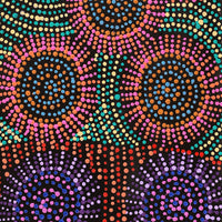 Aboriginal Artwork by Tina Napangardi Martin, Jinti-parnta Jukurrpa, 107x30cm