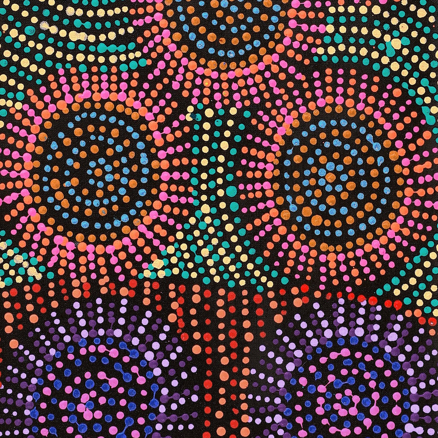 Aboriginal Artwork by Tina Napangardi Martin, Jinti-parnta Jukurrpa, 107x30cm