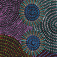 Aboriginal Artwork by Tina Napangardi Martin, Jinti-parnta Jukurrpa, 152x30cm