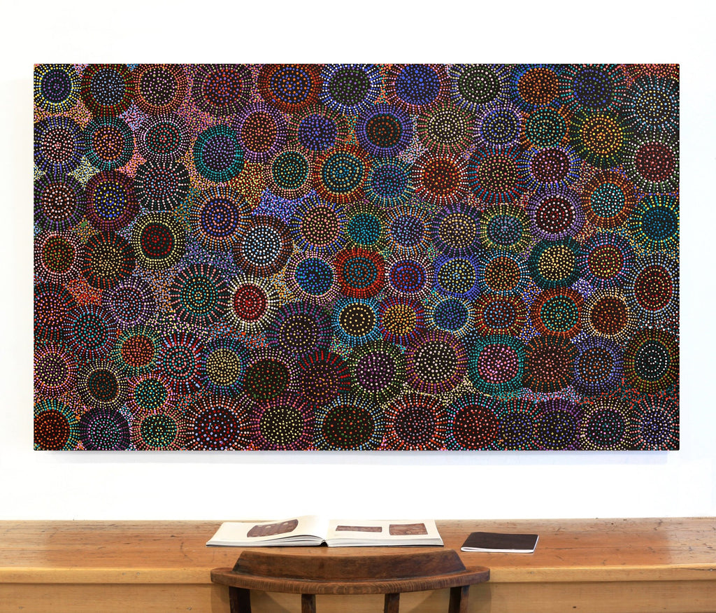 Aboriginal Artwork by Tina Napangardi Martin, Jinti-parnta Jukurrpa, 152x91cm