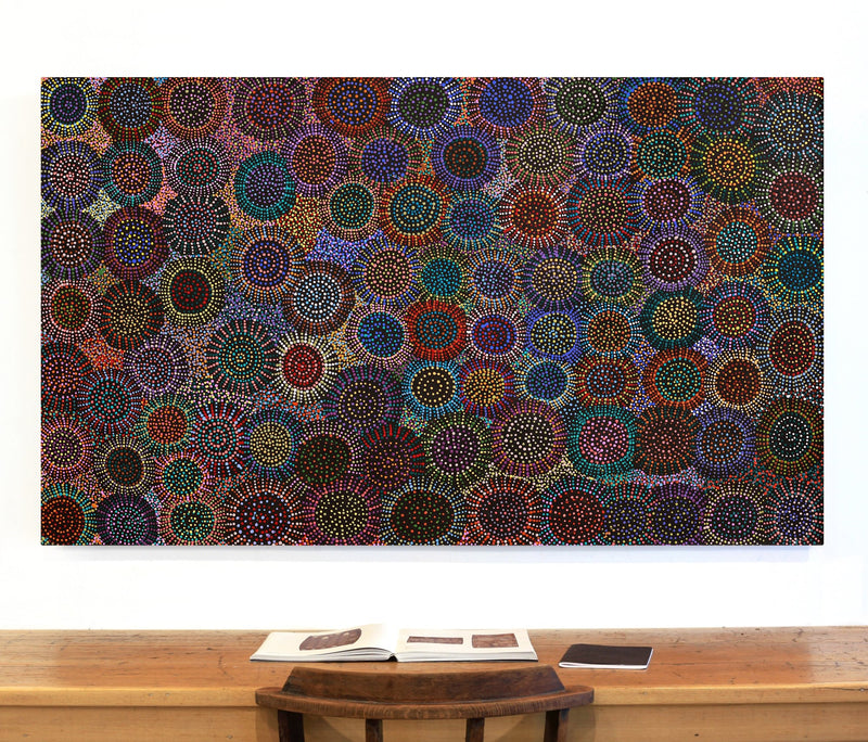 Aboriginal Artwork by Tina Napangardi Martin, Jinti-parnta Jukurrpa, 152x91cm