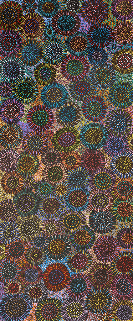 Aboriginal Artwork by Tina Napangardi Martin, Jinti-parnta Jukurrpa, 183x76cm