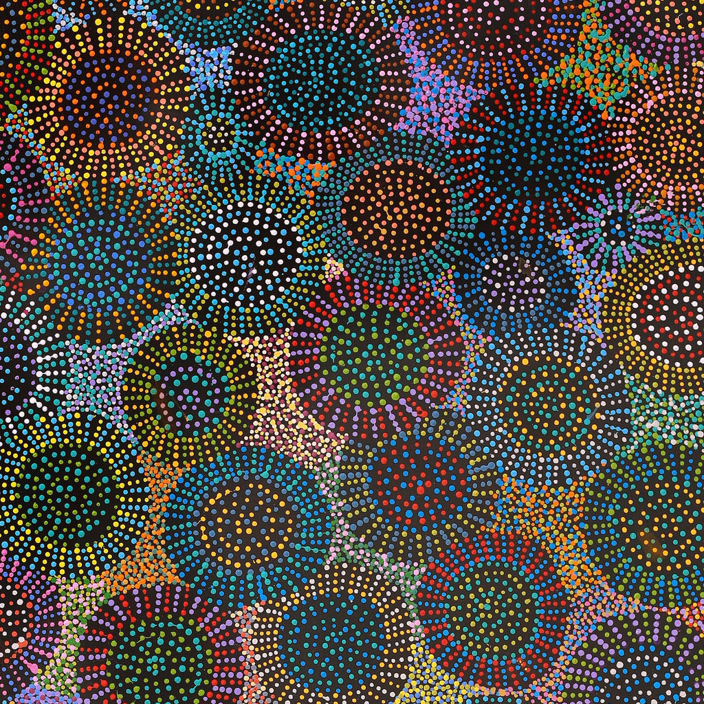 Aboriginal Artwork by Tina Napangardi Martin, Jinti-parnta Jukurrpa, 183x76cm