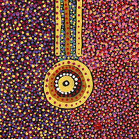 Aboriginal Artwork by Tina Napangardi Martin, Jinti-parnta Jukurrpa, 76x30cm