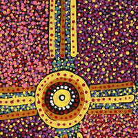 Aboriginal Artwork by Tina Napangardi Martin, Jinti-parnta Jukurrpa, 76x30cm