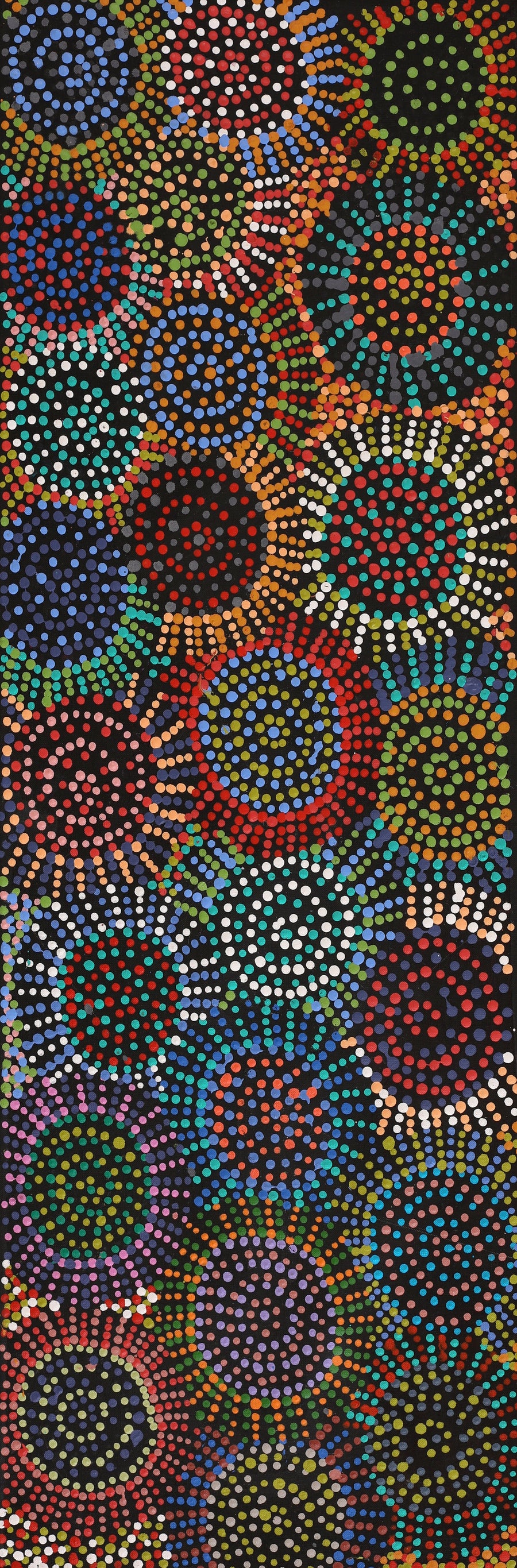 Aboriginal Artwork by Tina Napangardi Martin, Jintiparnta Jukurrpa (Desert Truffle Dreaming) - Mina Mina, 91x30cm