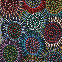 Aboriginal Artwork by Tina Napangardi Martin, Jintiparnta Jukurrpa (Desert Truffle Dreaming) - Mina Mina, 91x30cm