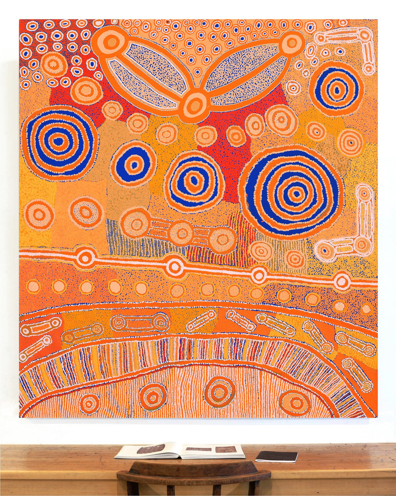 Aboriginal Artwork by Tinpulya Mervyn Rosemary Peters, Noreen Dixon, Virgillia Multa, Natalie Robin, Waru at Watarru, 168.5x152cm